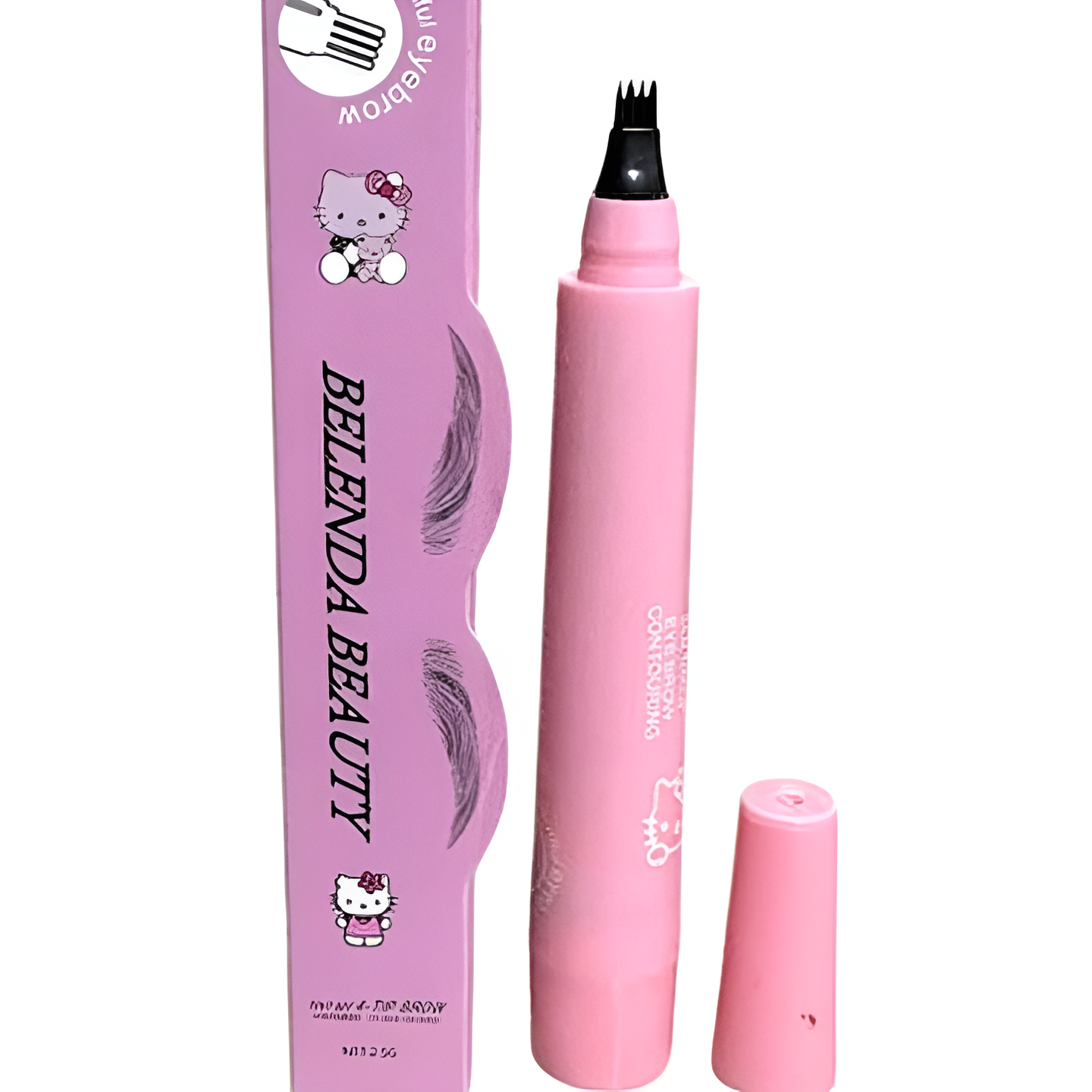 Belenda Beauty 4 Tip Waterproof Eyebrow Pen Liquid Brow Definer Long Lasting Makeup Tool - 1Pc (Black)