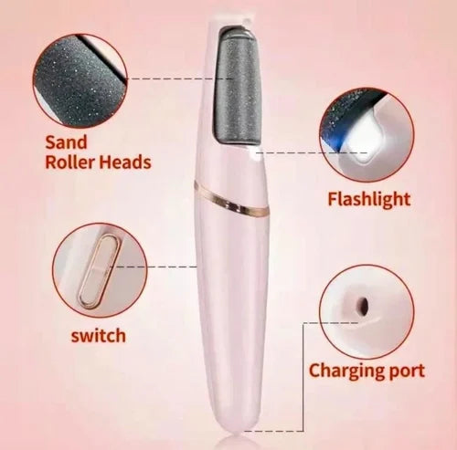Electronic Pedicure Tool – Rechargeable Electric Foot File Callus Remover with Dual Speed & 2 Replacement Roller Heads