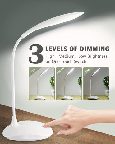 3 Levels Dimming LED Desk Lamp – Smart Touch Control Flexible Eye-Protection Study Light