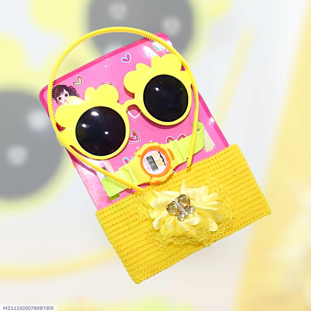 Yellow Sunflower Headband Watch Set for Girls - YELLOW