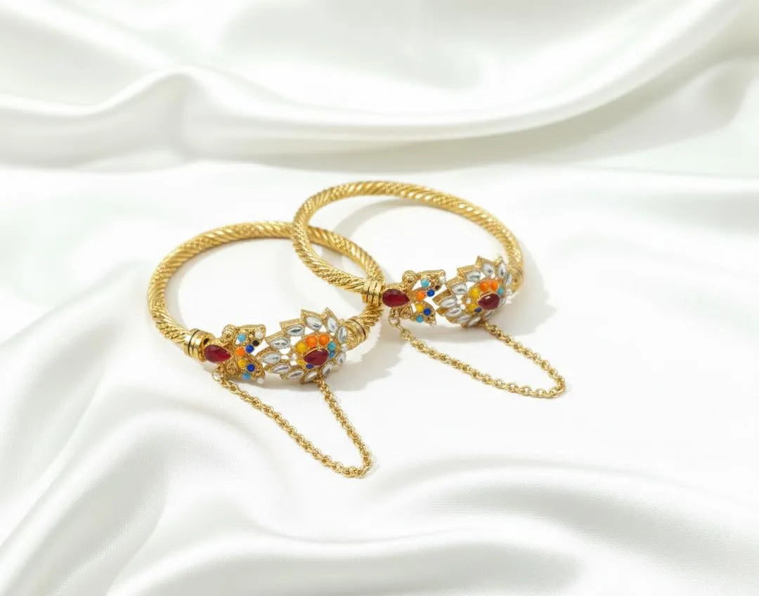 GoNagina Kara Bangle Set Silver Finish Wedding Party Wear