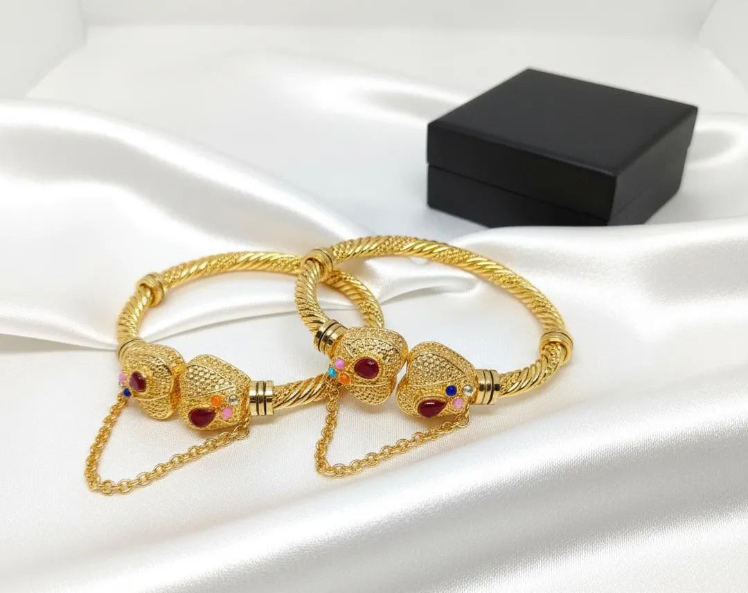 Gold Skull Bangles Set for Women Eid Wedding Wear
