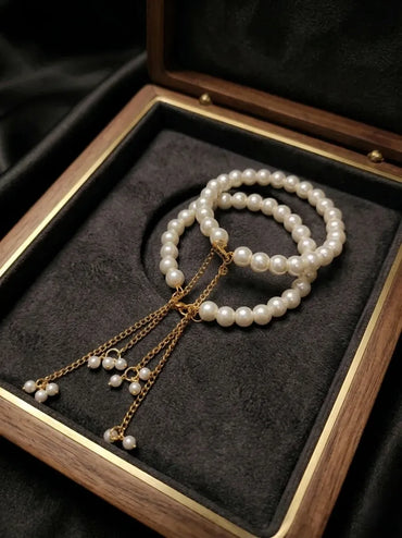 Adjustable Pearl Chain Bracelet Set for Women