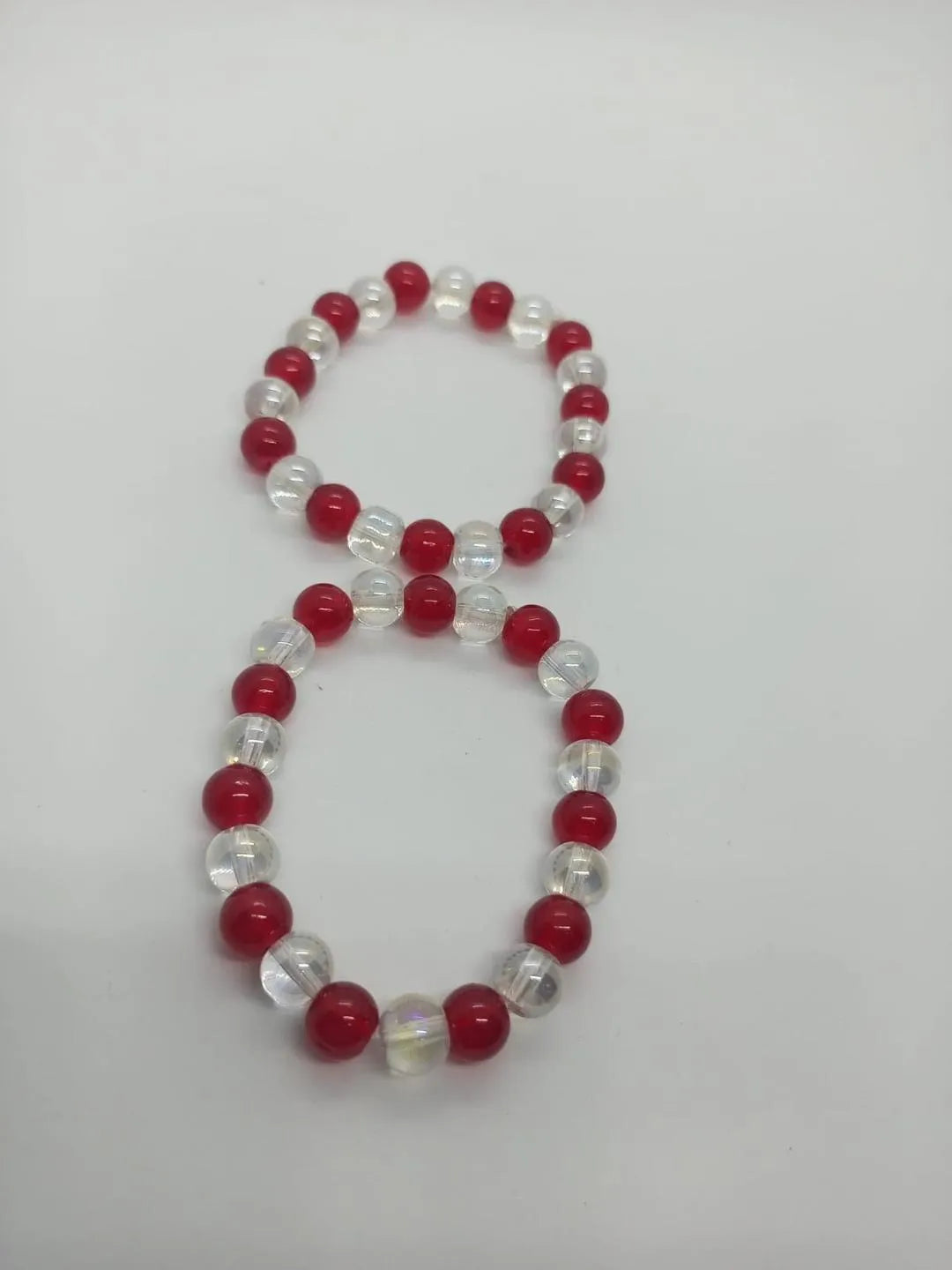 Red Crystal Pearl Charm Bracelet for Women 2 Pcs
