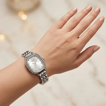 IKEA Women's Crystal-Bezel Watch Silver Stainless Steel