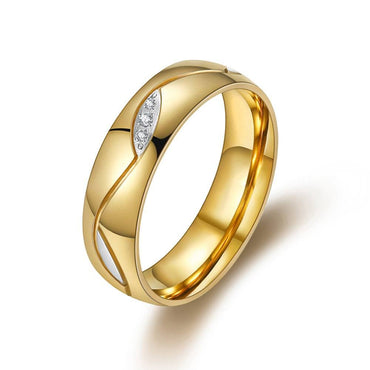 18K Gold Titanium Couple Rings with Diamond Accents