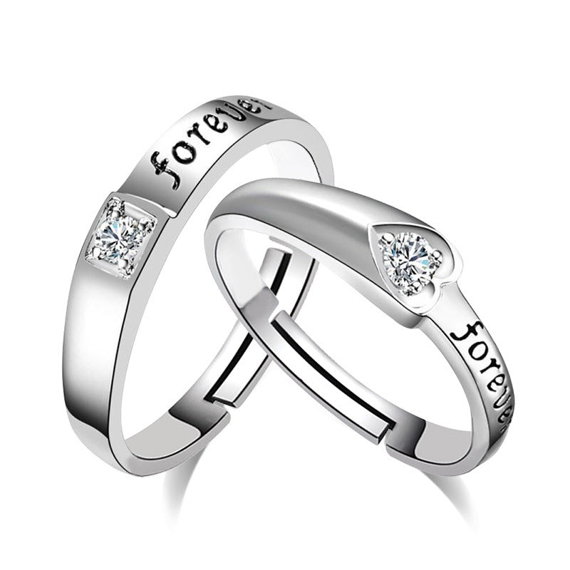 Silver Love Shape Couple Ring Adjustable Girl's / Women"s Jewelry