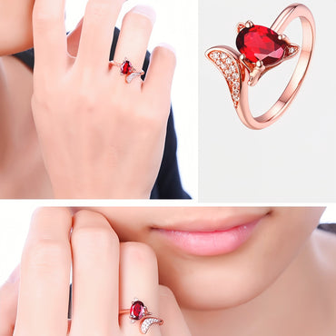Rose Gold Fox Charm Ring for Girl Daily Wear - Precious stone