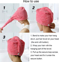 Bath Towels - Dry Hair Cap Super Absorbent Quick-drying Shower towel (Random color) 65 CM length