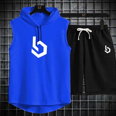 Firangi| Sign gym Summer Sleeveless Hooded Tracksuit For Men's (Tshirt + Shorts ) - Medium, Black