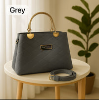 Premium Quilted Faux Leather Handbags with Golden Metal Handles - Elegant Shoulder Tote Collection (Black)