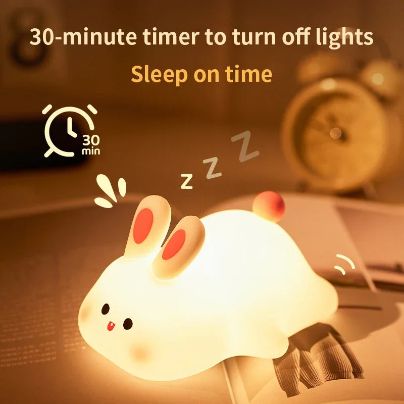 Cute Rabbit Silicone Lamp – Soft Touch Night Light for Kids & Home Decor