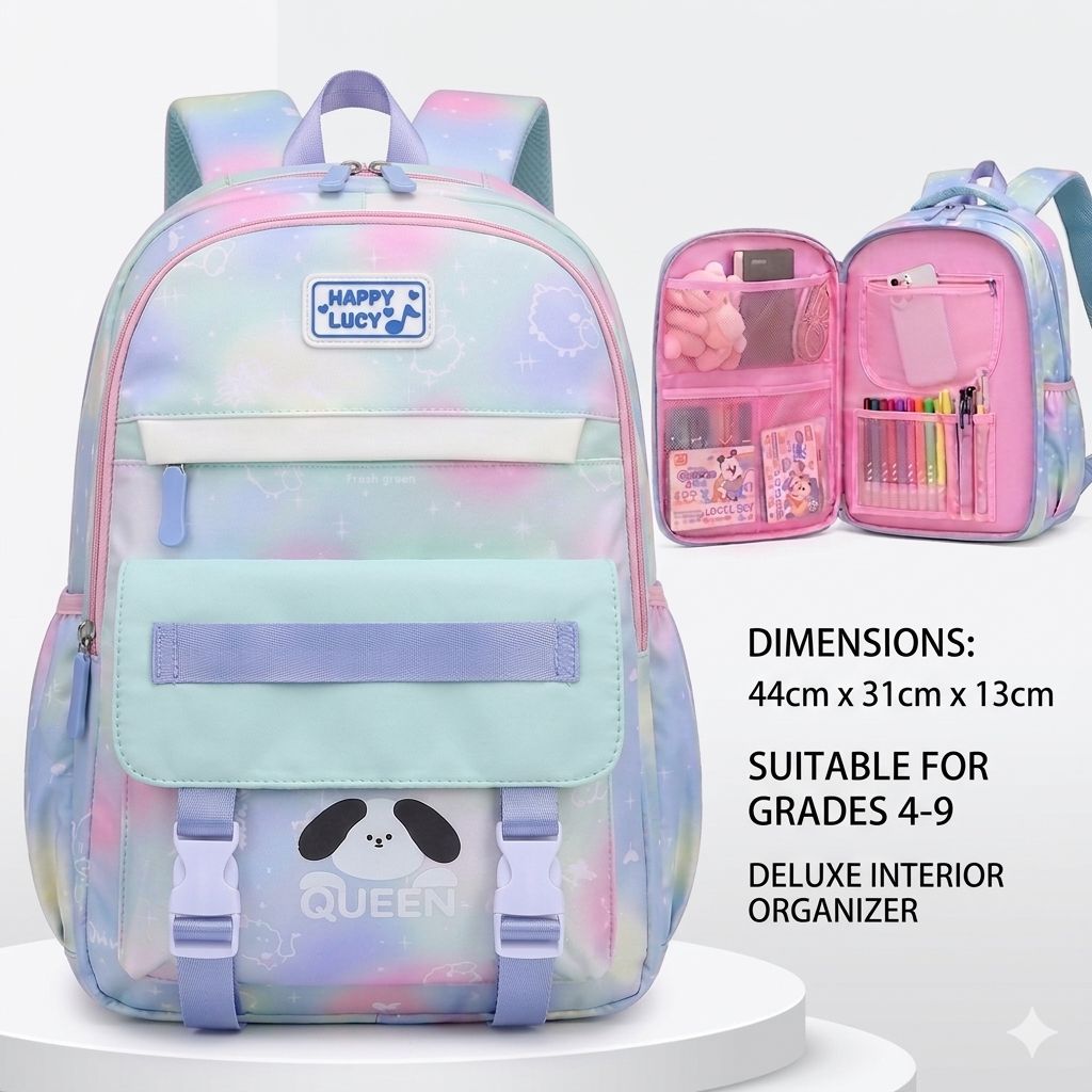 Unicorn Backpack Cute Durable Lightweight School Bag Casual Student Bag For Kids | Light Green