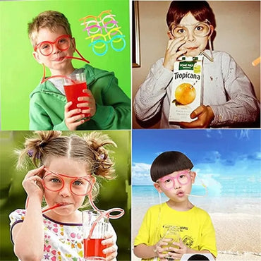 Funny Silly Straw Glasses for Kids and Adults - Creative Flexible Drinking Straw Eyeglasses Fun Party Accessory - HIGHLY RECOMMENDED