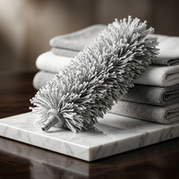 Microfiber Gray Fan Duster – Extendable Stainless Steel Long Pole & Bendable Washable Cleaning Brush