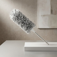 Microfiber Gray Fan Duster – Extendable Stainless Steel Long Pole & Bendable Washable Cleaning Brush