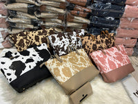2 Pcs Premium Cow Print Tote Bag Set for Women – Black
