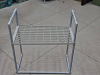 Microwave Oven Storage Rack 2-Tier Kitchen Organizer | Space-Saving Carbon Steel Shelf For Countertop And Utensils | Random Colour