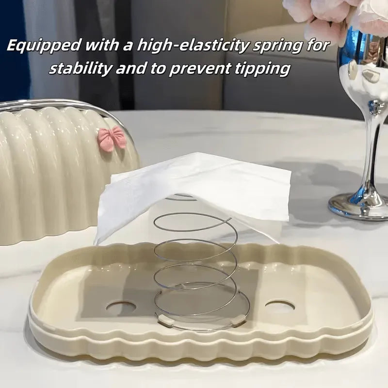 Luxury Shell Shape Tissue Box – Elegant Wave Pattern Paper Napkin Dispenser for Home & Office Decor