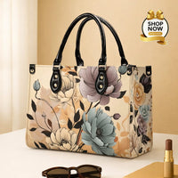 Premium Floral Print Tote Bag – Elegant Handcrafted Shoulder Bag with Top Handles - Black