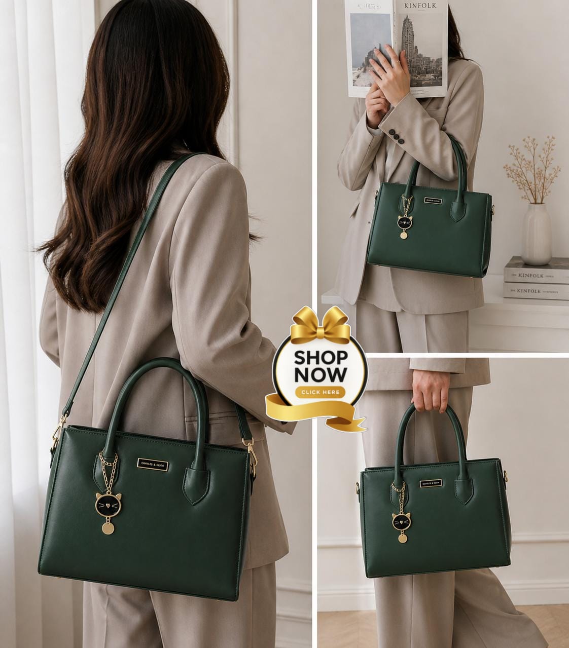 Charles And Keith 2 Zipper Bag | Biege