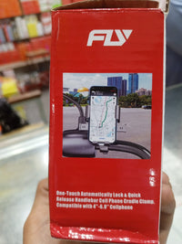 FLY Universal Mechanical Bike & Motorcycle Phone Mount – 360° Adjustable Handlebar Bracket for Bicycles, Scooters & E-Bikes
