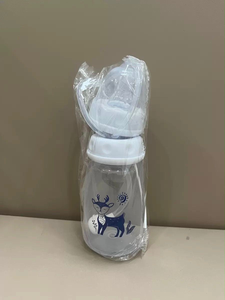 Baby Hands-Free Feeder Bottle 150ml | BPA-Free Anti-Colic Self Feeding Baby Bottle with Straw Brush (High Quality))