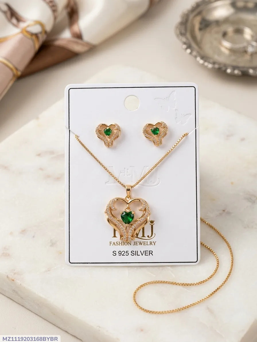 Golden Elephant Pendant & Earrings Set for Women