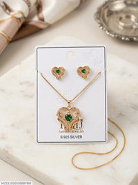 Golden Elephant Pendant & Earrings Set for Women