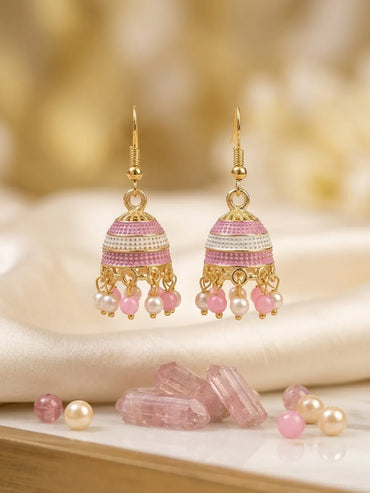 Funky Multicolor Crystal Jhumka Earrings Gold Plated