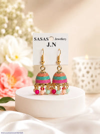 Multicolor Funky Jhumka Earrings Gold Plated