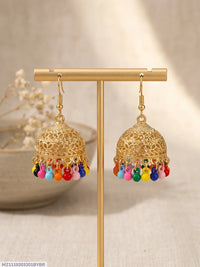 Gold Plated Multicolor Jhumka Earrings for Girls