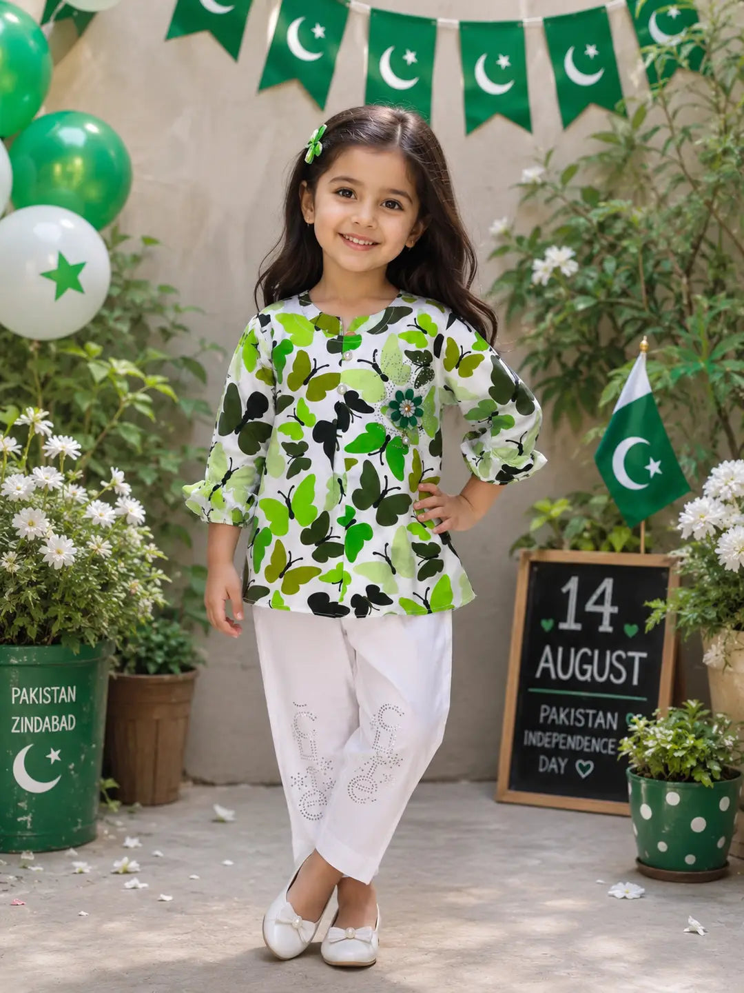 14 August 2 Pcs Girl's Shirt And Trouser Suit