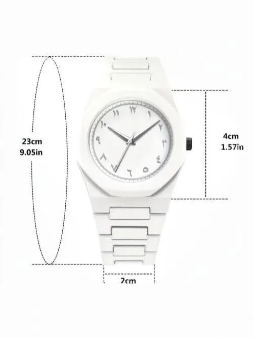 Premium Carbon Fiber Arabic Aura Watch for Men - WHITE