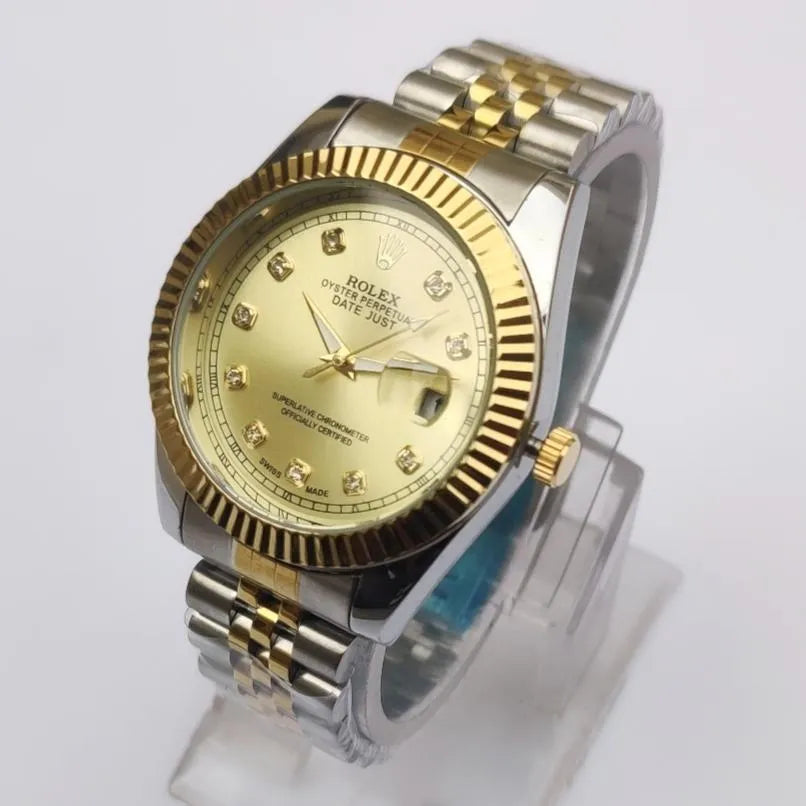 Rolex Watch Gold Stainless Steel Diamond Dial