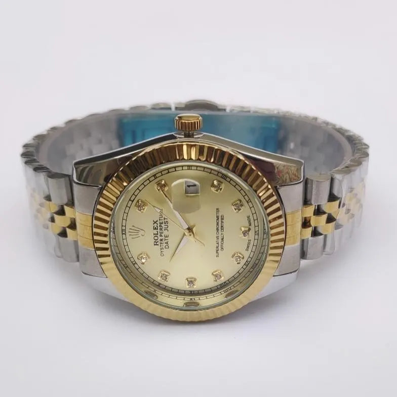 Rolex Watch Gold Stainless Steel Diamond Dial