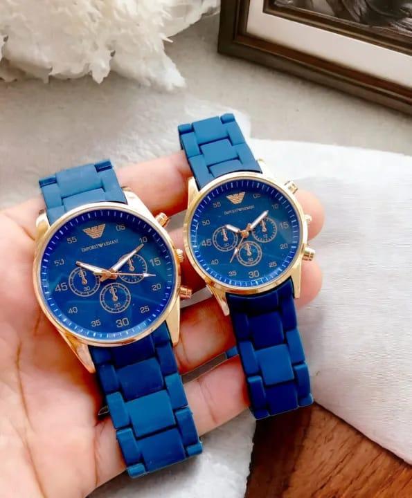Unisex Couple Watches Black Gold Quartz Strap
