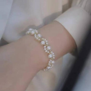 Gold Plated Pearl Charm Bracelet for Women