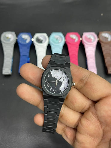 Stylish Arabic Aura Watch for Girls Women Pink