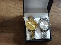 Men's Silver & Gold Chain Strap Watch With Box
