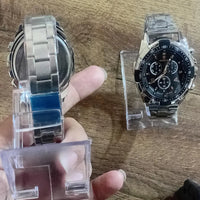 Men's Luxury Quartz Analog Watch Silver Black Dial