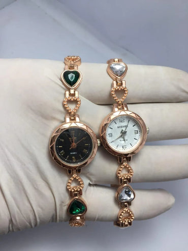 Rose Gold Couple Watches with Heart Design Pakistan