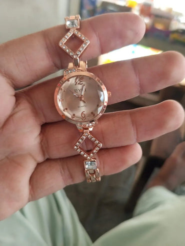 Rose Gold Crystal Bracelet Watch for Women 6mm