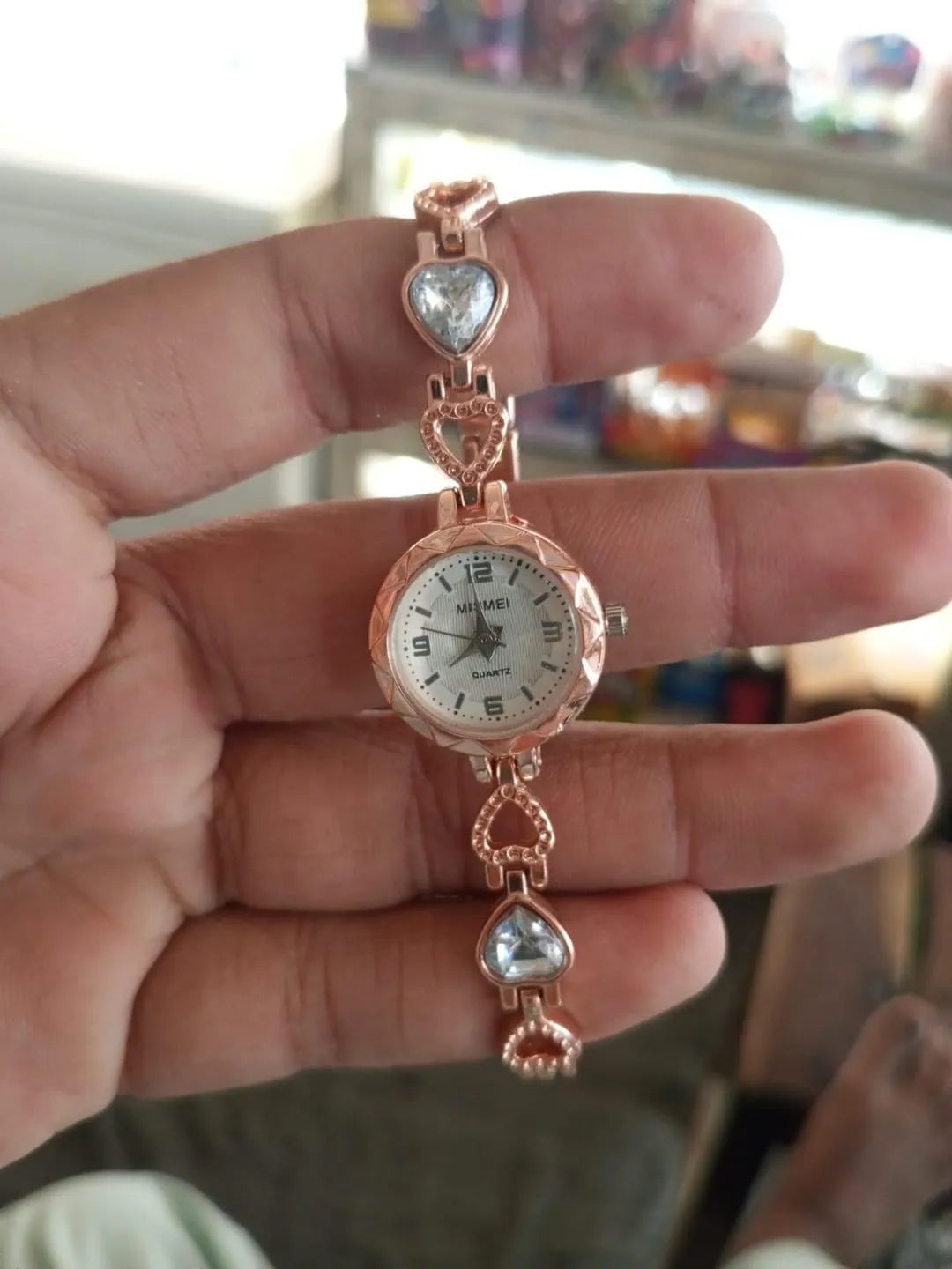 Rose Gold Women's Quartz Watch with Crystal Beads