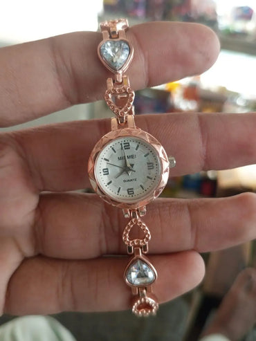 Rose Gold Women's Quartz Watch with Crystal Beads