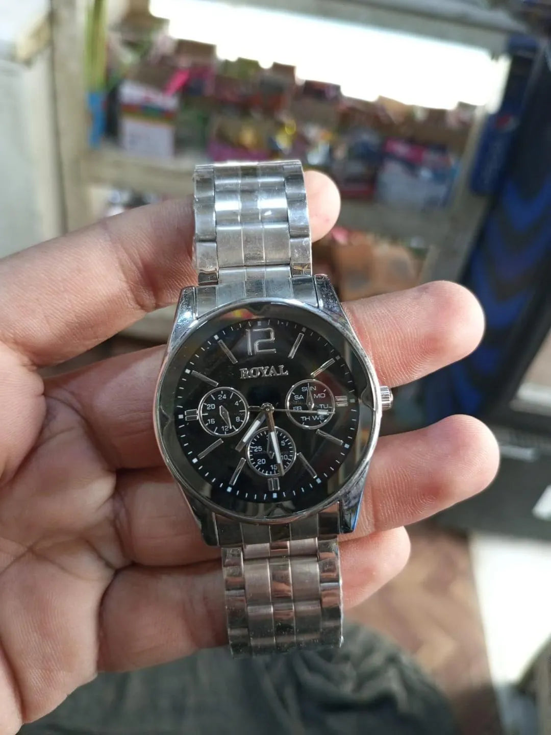 Men's Stainless Steel Chronograph Watch Royal - SILVER