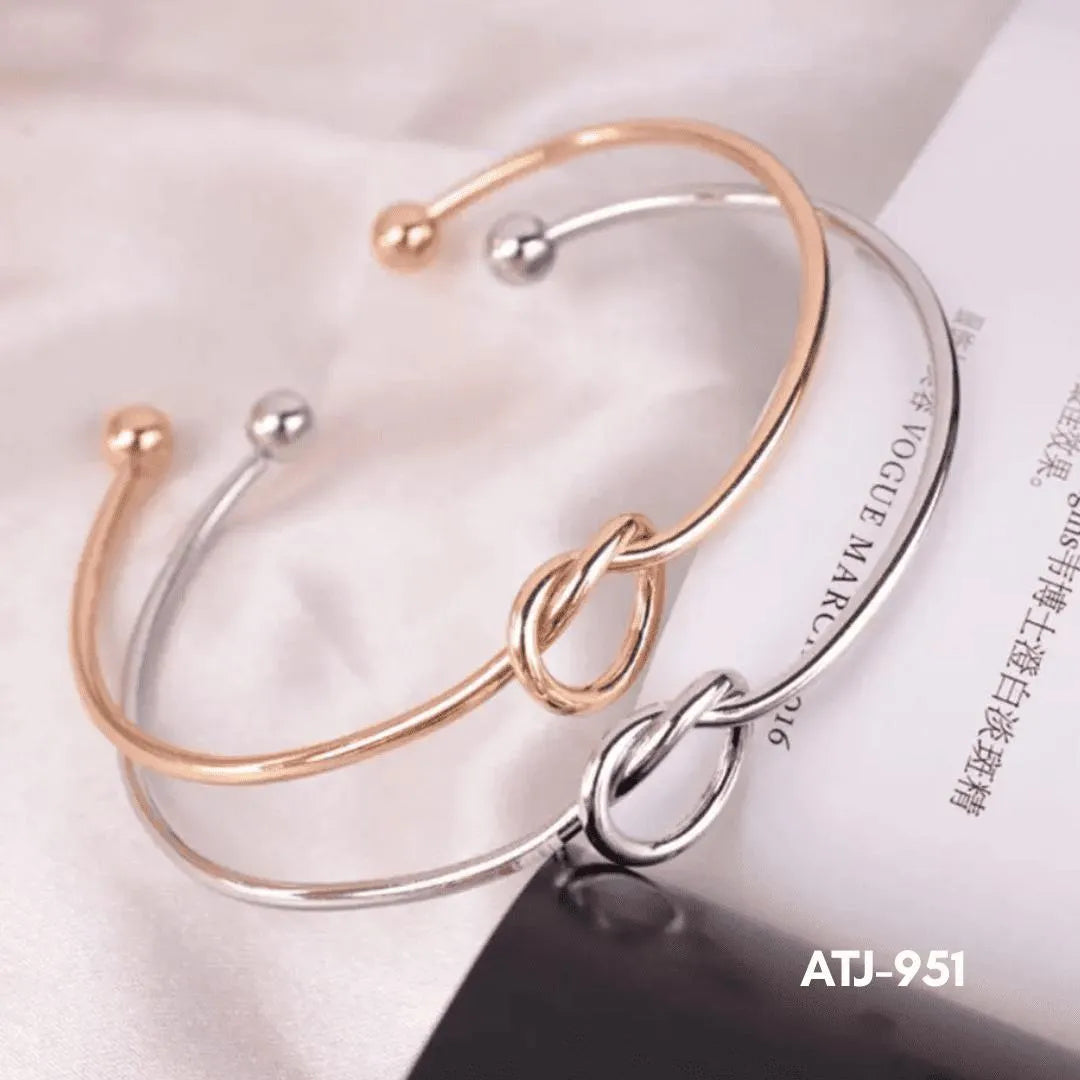 Korean Knot Design Bangle Golden Silver Multicolor