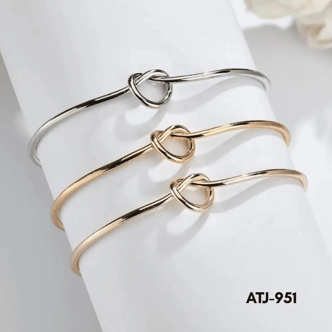 Korean Knot Design Bangle Golden Silver Multicolor