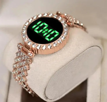 Digital Watch for Girls RoseGold Stainless Steel Strap