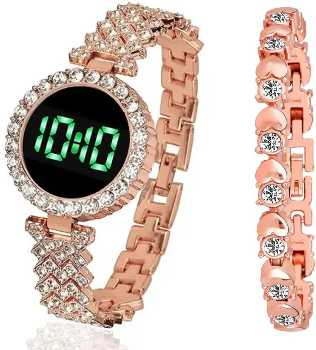 Digital Watch for Girls RoseGold Stainless Steel Strap